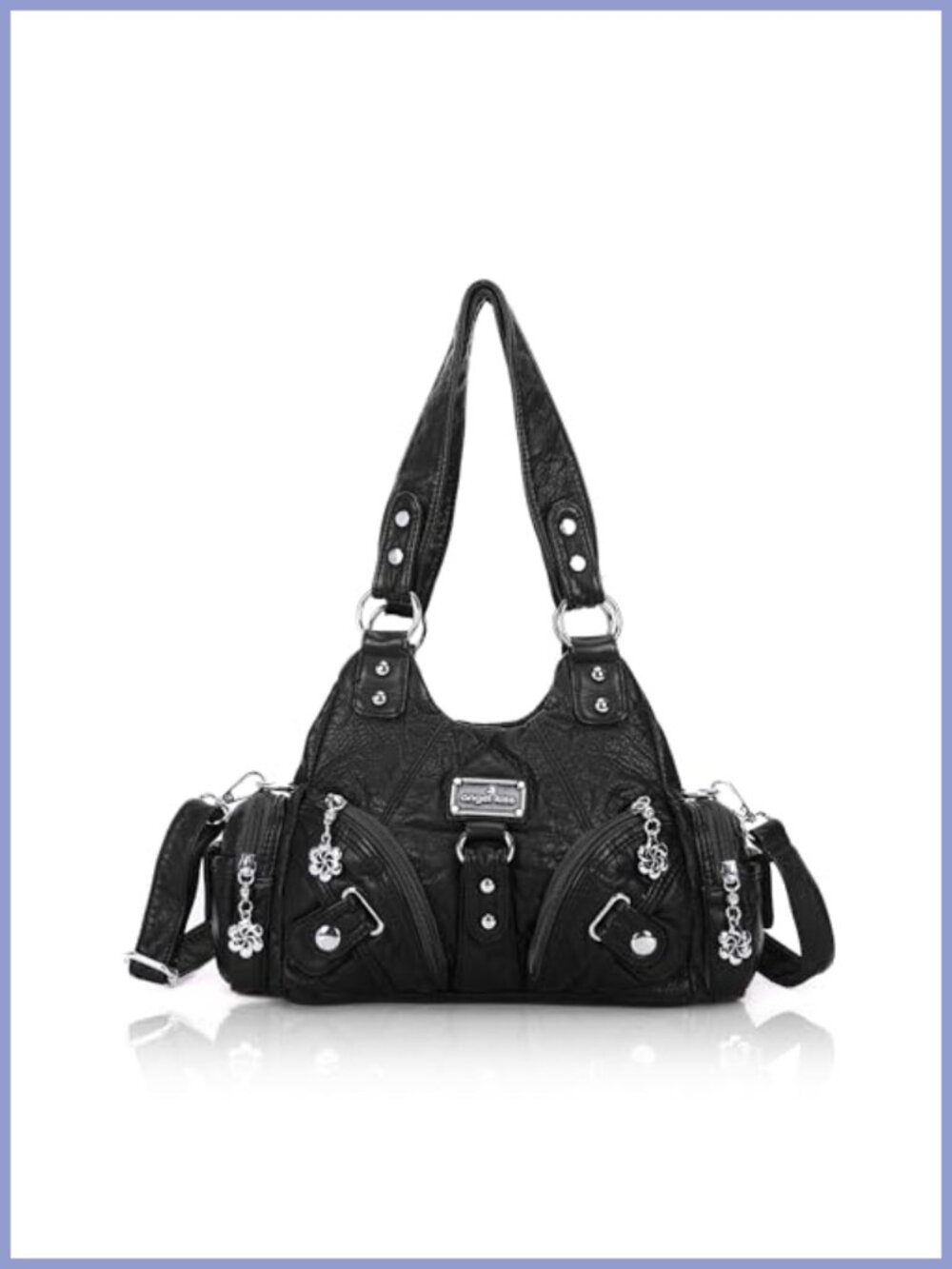 Small Hobo Shoulder Bag Vegan Leather Multi-Pocket Tote with Zipper Crossbody